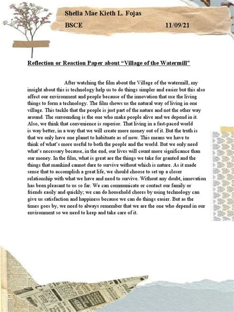 Reflection About Village of The Watermill .